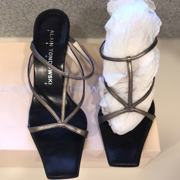 Alain Tondowski Paris kitten heels metallic strap - Picture 3 of 6